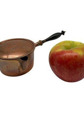 Antique Swedish Copper Ware Cooking Pot with Lid 8 inches Long x 2 Inches High